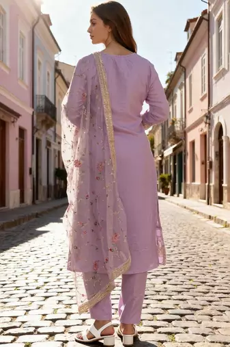 Women Regular Kurta with Trousers & With Dupatta