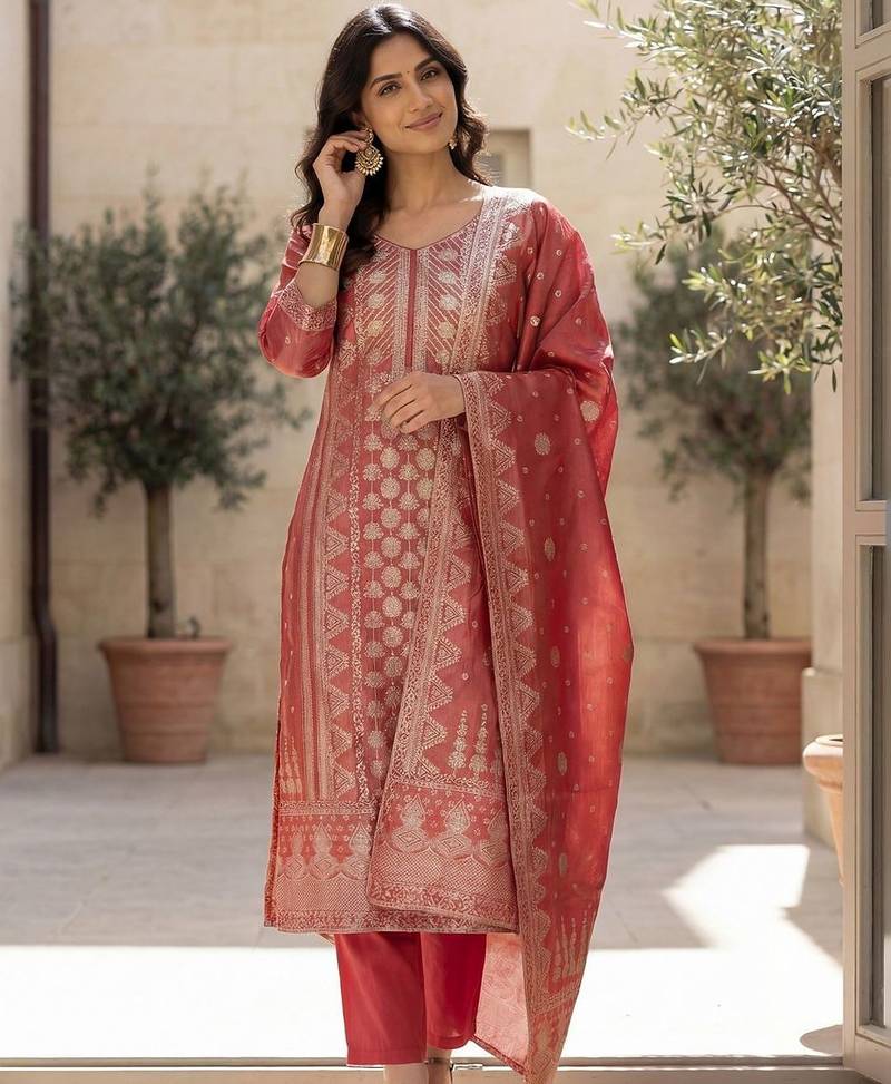 Women Regular Kurta with Trousers & With Dupatta