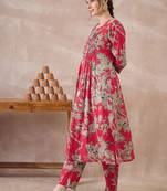 Women Floral Printed Regular Pure Cotton Kurta with Trousers