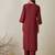 Women Floral Embroidered Thread Work Pure Cotton Kurta with Trousers