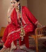 Women Ethnic Motifs Embroidered Regular Sequinned Kurta with Trousers & With Dupatta