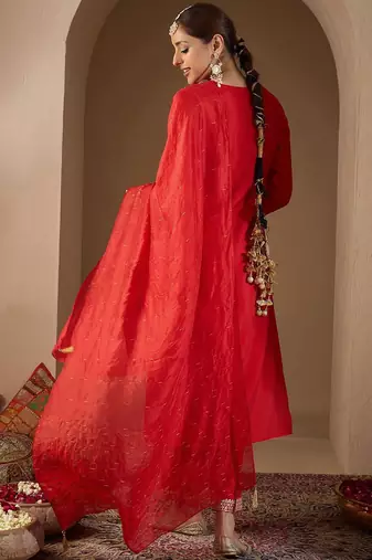 Women Ethnic Motifs Embroidered Regular Sequinned Kurta with Trousers & With Dupatta