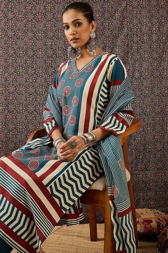 Women Printed Regular Pure Cotton Kurta with Trousers & With Dupatta