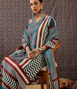 Women Printed Regular Pure Cotton Kurta with Trousers & With Dupatta