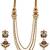 Gold-plated meenakari multi-strand long necklace set with drop earrings
