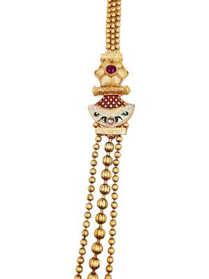 Gold-plated meenakari multi-strand long necklace set with drop earrings 5