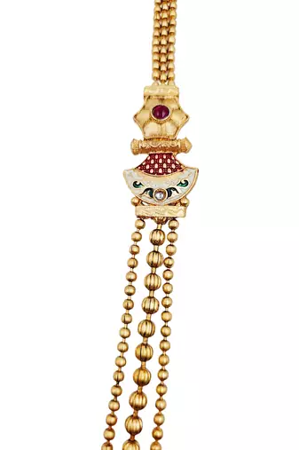 Gold-plated meenakari multi-strand long necklace set with drop earrings
