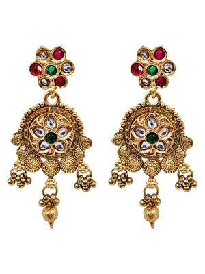 Women gold-plated kundan & pearl studded multi-strand choker jewellery set 4