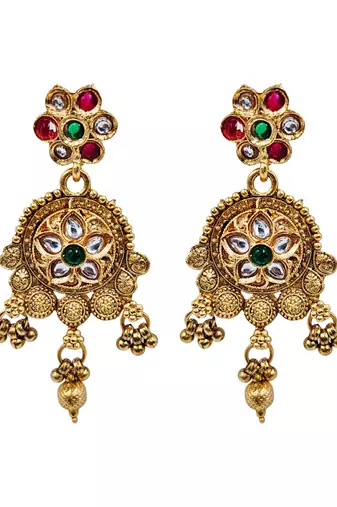 Women gold-plated kundan & pearl studded multi-strand choker jewellery set