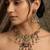 Gold-plated green & ruby enamelled kundan studded choker jewellery set