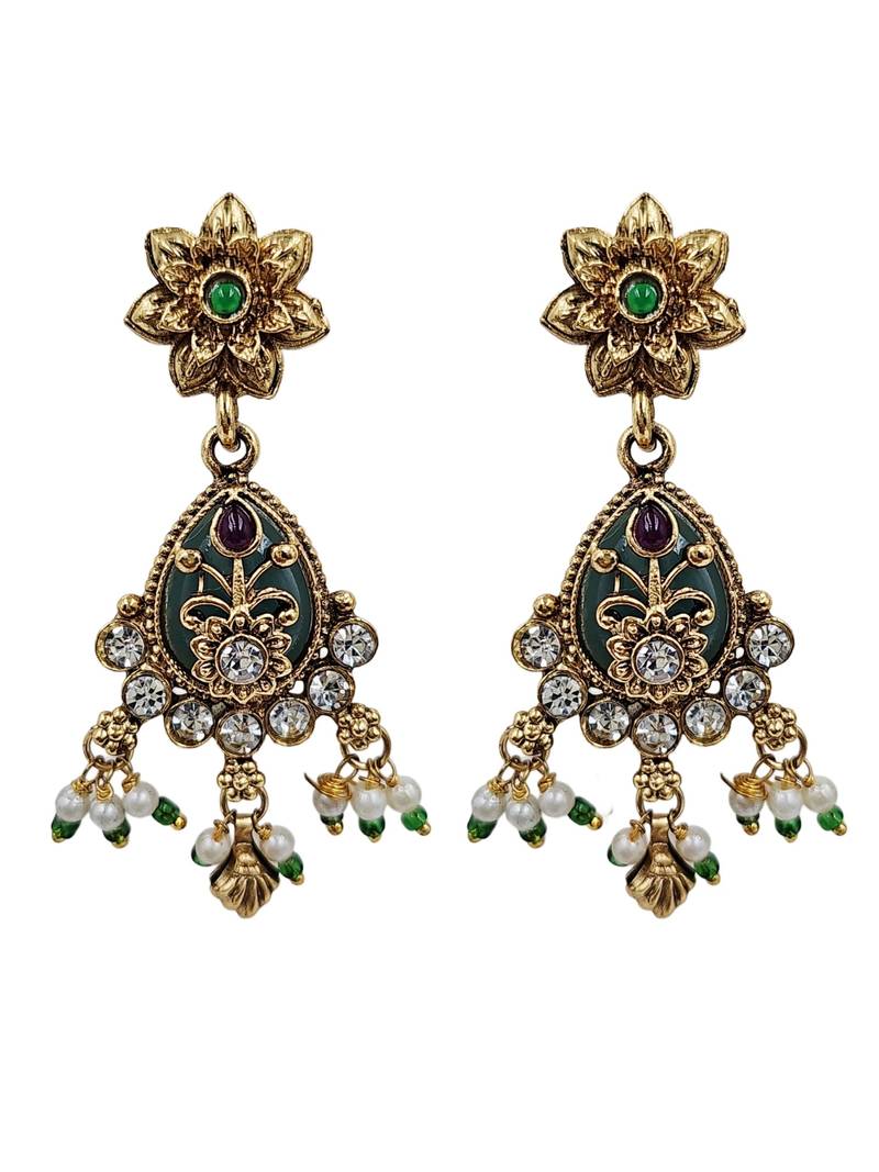Gold-plated green & ruby enamelled kundan studded choker jewellery set