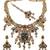 Women gold-toned & green temple antique jewellery set with maang tikka