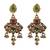 Women gold-toned & green temple antique jewellery set with maang tikka