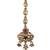 Women gold-toned & green temple antique jewellery set with maang tikka