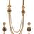 Gold-plated green meenakari & pink kundan-studded multi-strand long necklace set with earrings