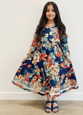 Blue floral cotton gown 1