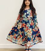 Blue floral cotton gown