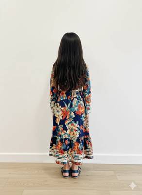 Blue floral cotton gown 2