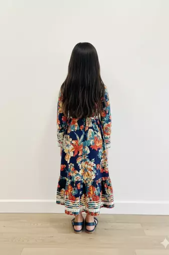 Blue floral cotton gown