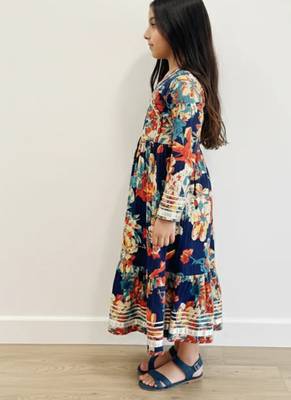 Blue floral cotton gown 3