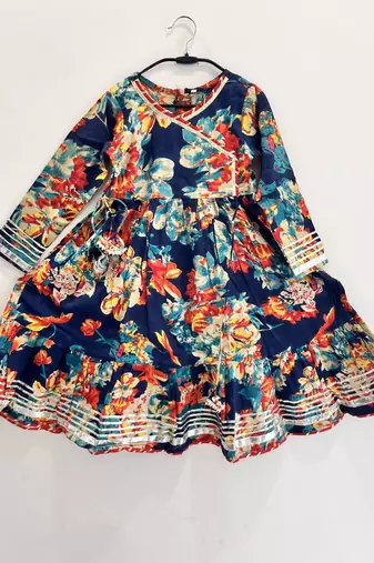 Blue floral cotton gown