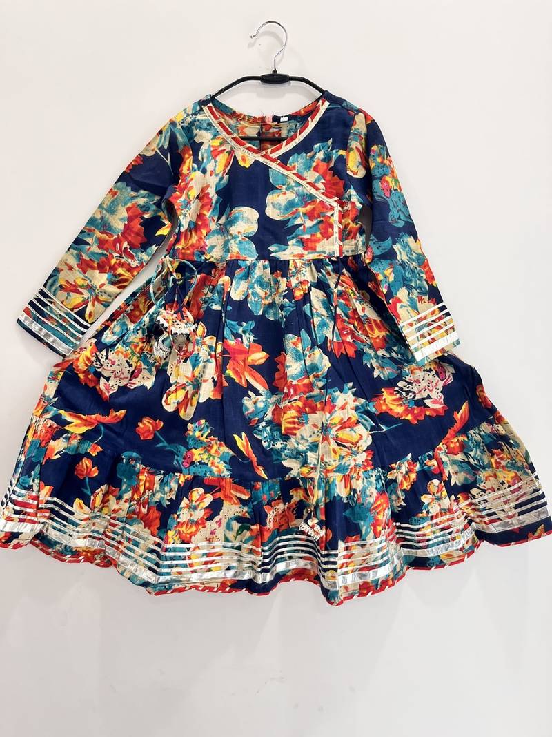 Blue floral cotton gown