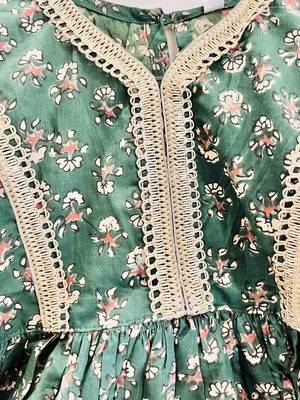 Green printed cotton gown 5