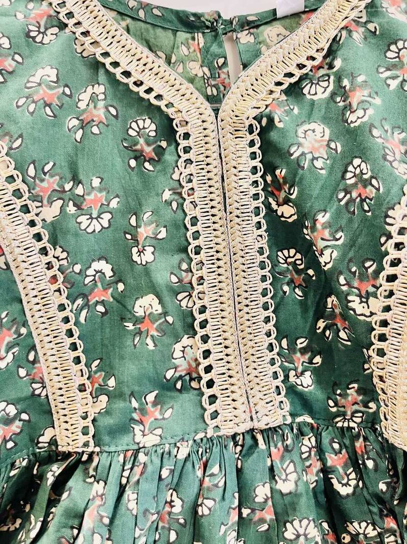 Green printed cotton gown