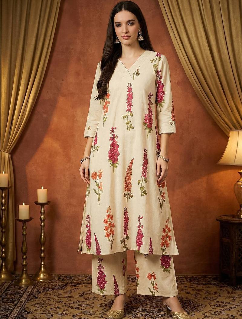 Women Floral Printed Regular Kurta with Palazzos