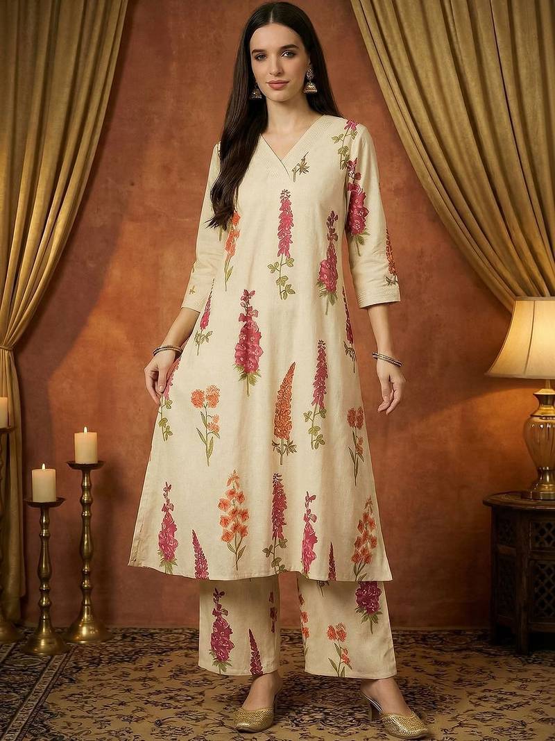 Women Floral Printed Regular Kurta with Palazzos