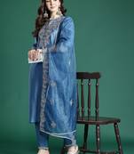 Ethnic Motifs Embroidered Kurta with Trousers & Dupatta