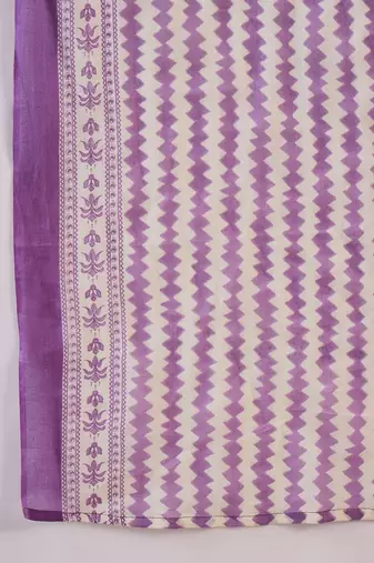 Floral Printed V-Neck Pure Cotton Straight Kurta With Trousers & Dupatta