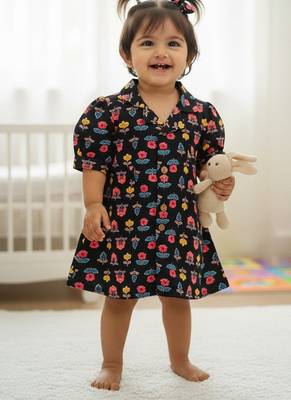 Black floral girls frock 1