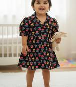 Black floral girls frock