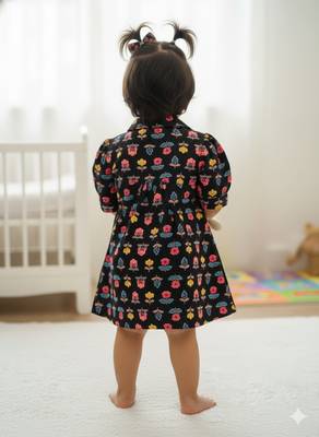 Black floral girls frock 2