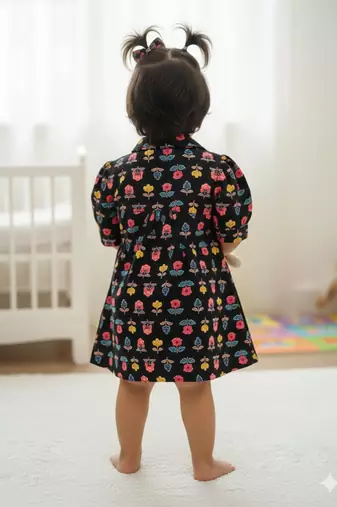 Black floral girls frock