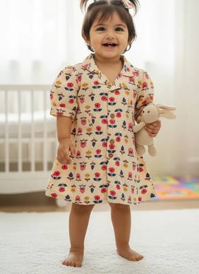 Floral pink & blue frock 1