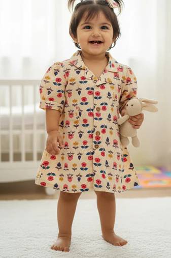 Floral pink & blue frock