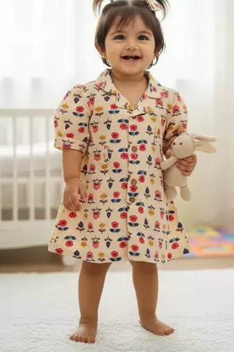 Floral pink & blue frock