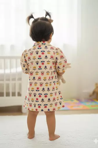 Floral pink & blue frock
