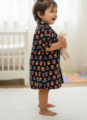 Black floral girls frock 3