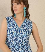 Floral Screen Printed V-Neck Pure Cotton Straight Kurta With Trousers
