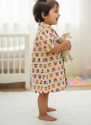 Floral pink & blue frock 3