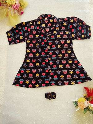 Black floral girls frock 4