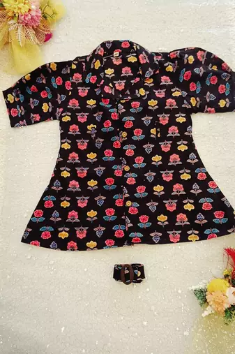 Black floral girls frock