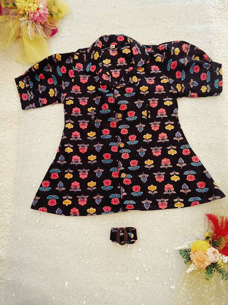 Black floral girls frock