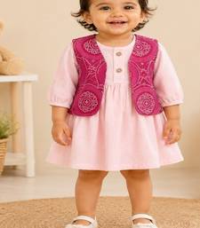 Pink bandhej jacket frock