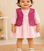Pink bandhej jacket frock