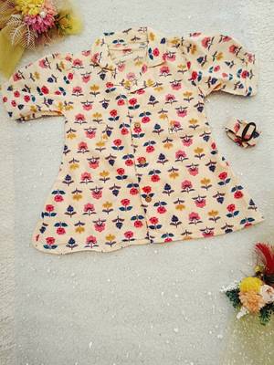 Floral pink & blue frock 4