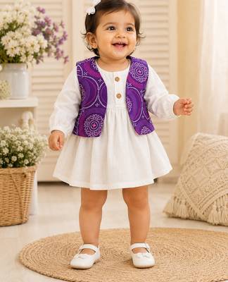 Bandhej jacket frock set 1